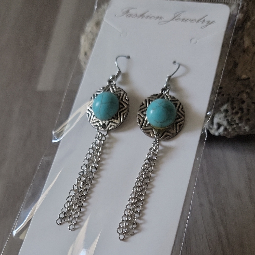 Silver and Turquoise Dangle Earrings